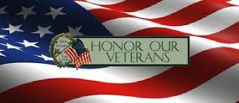 Honor Our Veterans graphic and American flag